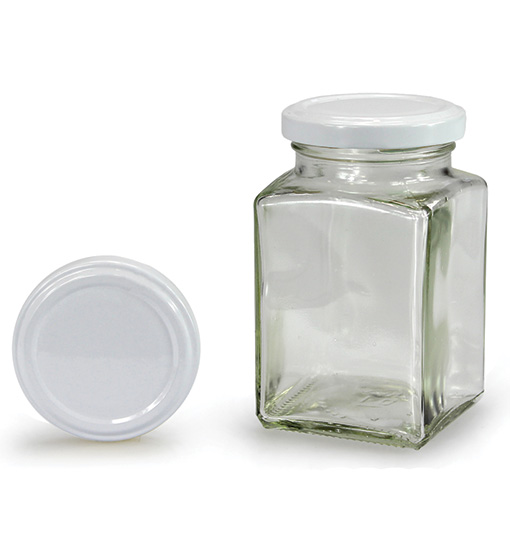 Square jar with white lid 260 ml (TO 58)