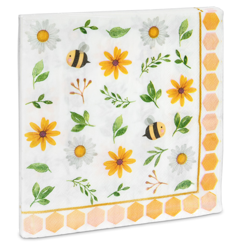 Paper napkins Bees and Flowers - 20 pcs