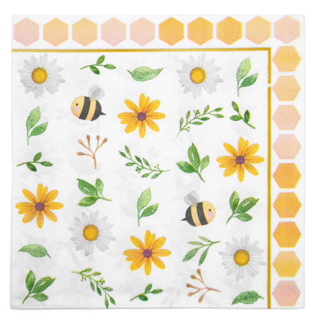 Paper napkins Bees and Flowers - 20 pcs