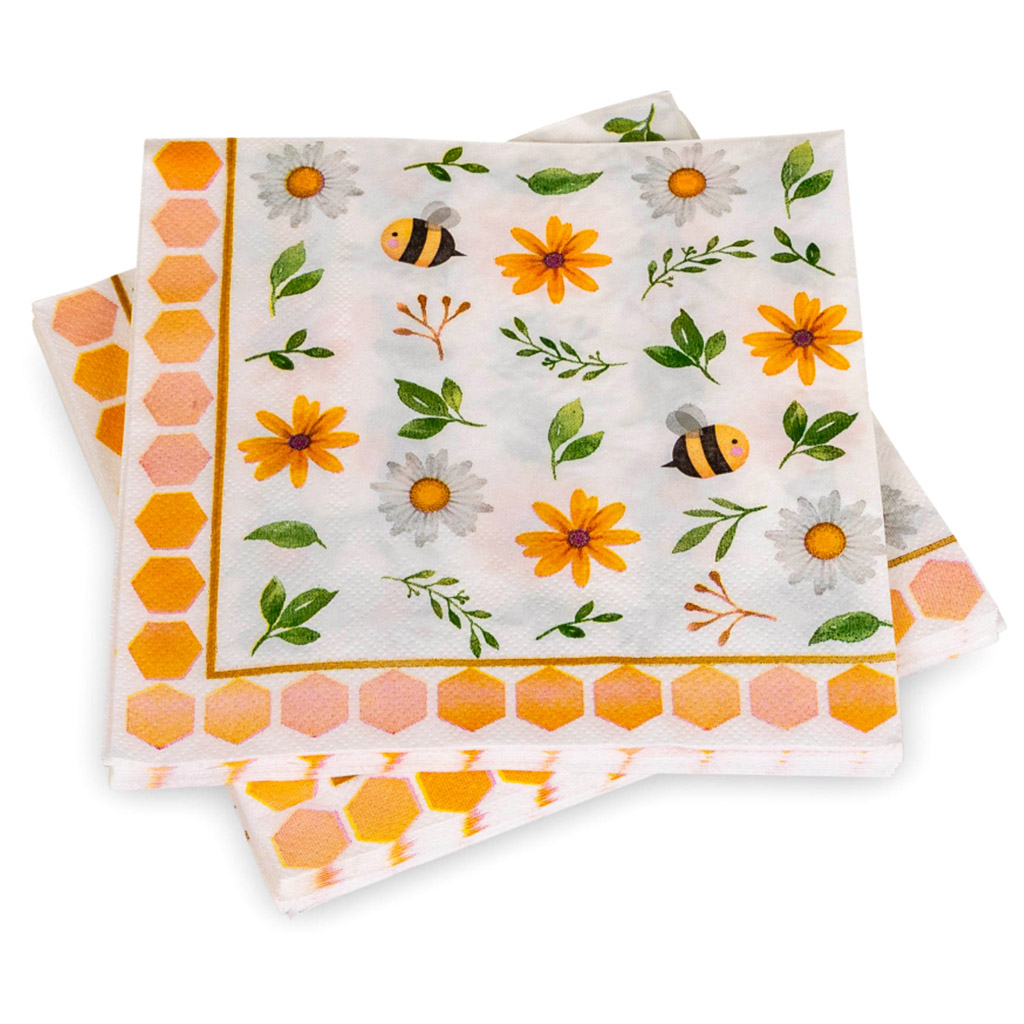 Paper napkins Bees and Flowers - 20 pcs