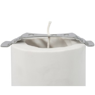 Stainless steel wick holder for beeswax candle molding