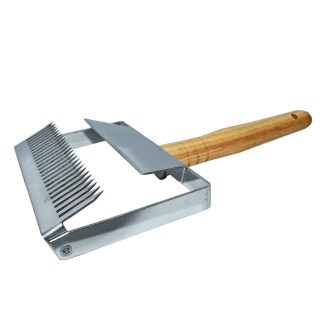 Stainless steel uncapping fork with guiding blade 26n