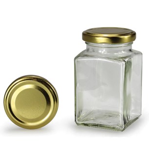 Square jar with golden lid 260 ml (TO 58)