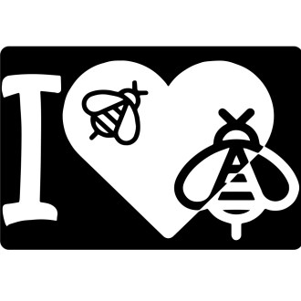 Sticker I love bees - white
