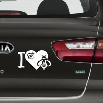 Sticker I love bees - white