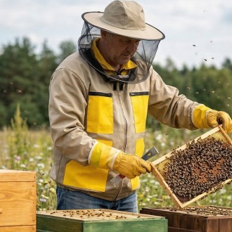 Poly Hat/Veil Jacket - Beige, sizes: S-XXXL