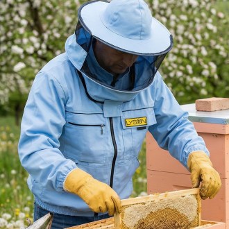 Beekeeping jacket with hat - blue - Lysoň, size: S-XXL