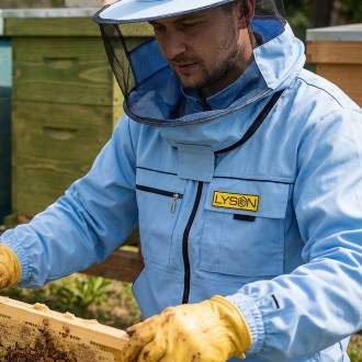 Beekeeping jacket with hat - blue - Lysoň, size: S-XXL