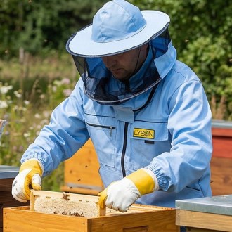 Beekeeping jacket with hat - blue - Lysoň, size: S-XXL