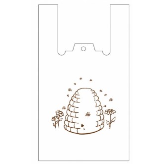 Plastic bags with handles - with beehive - 22 x 38 cm - 200 pcs