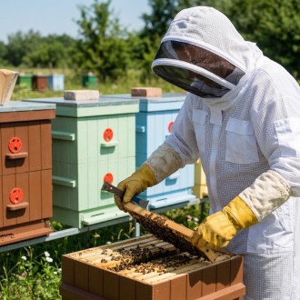 Vented bee suit with hood sizes.: S - XXL