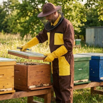 Brown bee suit with hat sizes: S - XXXL