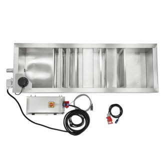 Honey container with cascade strainer, cover and level sensor
