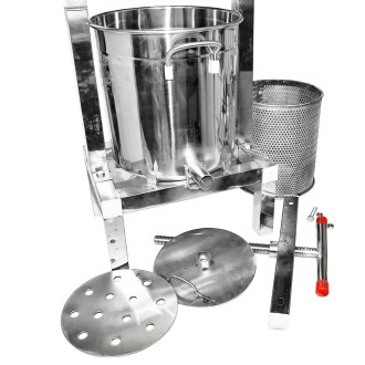 Manual press with container for honey and fruit - stainless steel - 10 l