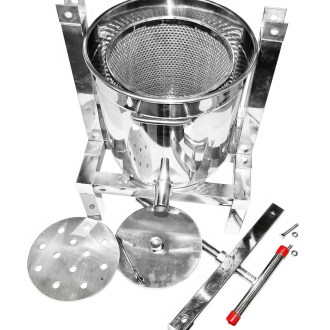 Manual press with container for honey and fruit - stainless steel - 10 l