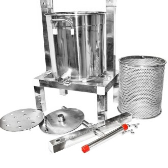 Manual press with container for honey and fruit - stainless steel - 10 l