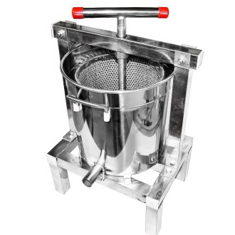 Manual press with container for honey and fruit - stainless steel - 10 l