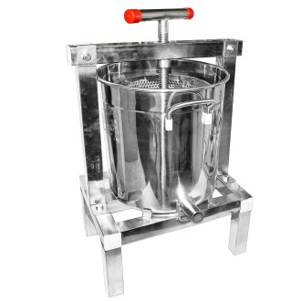Manual press with container for honey and fruit - stainless steel - 10 l