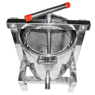 Manual press with container for honey and fruit - stainless steel - 10 l
