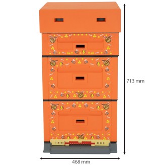 Dadant OPTIMA Hive, varnished (orange), printed - bee, disassembled