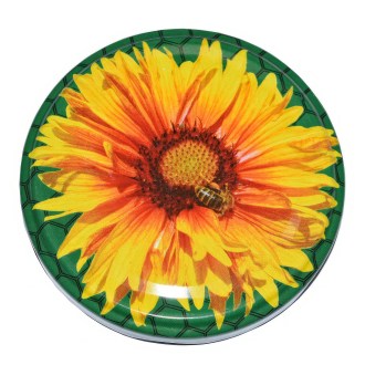 Jar lid TO 82 - Bee on yellow daisy - green